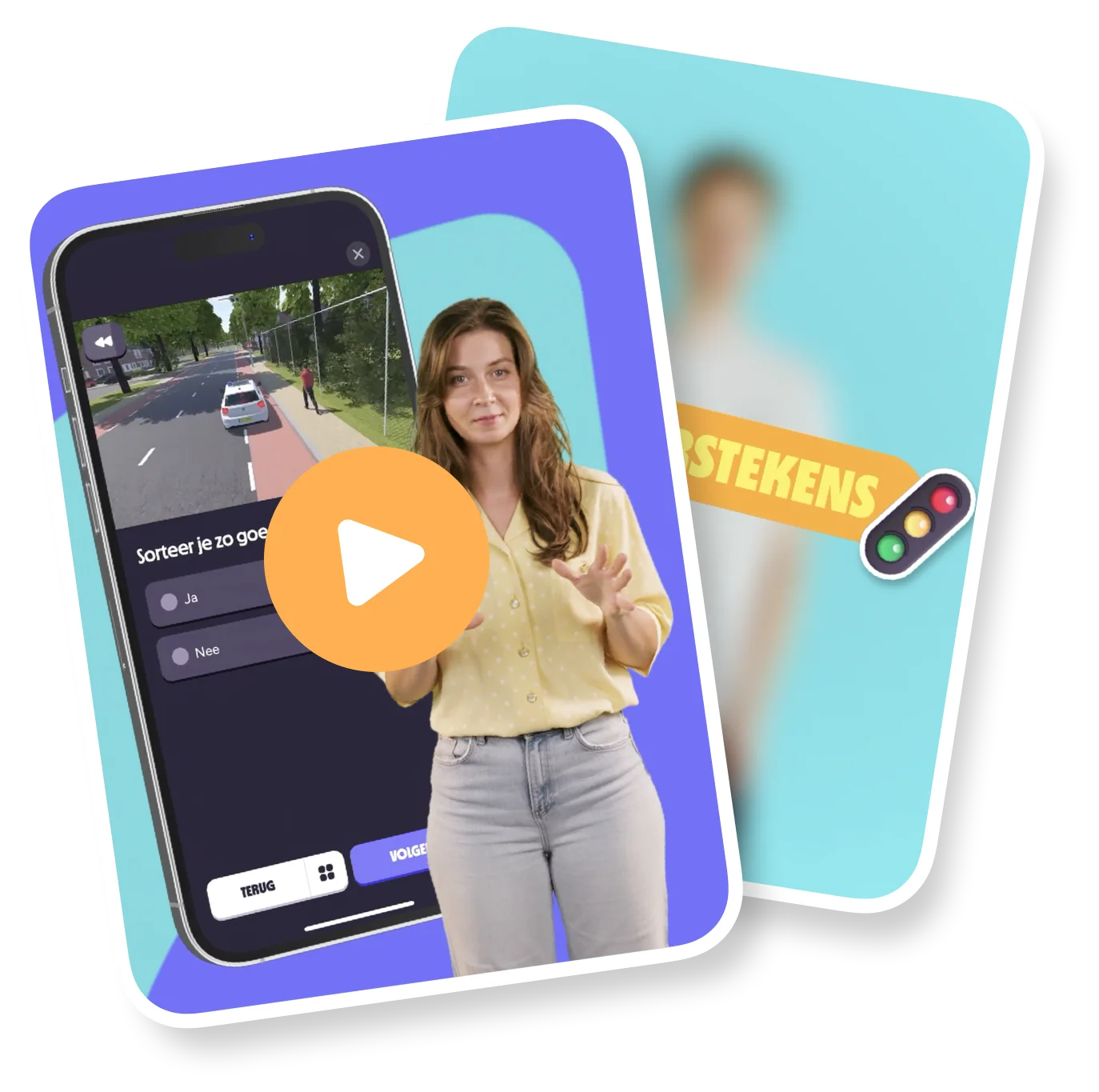 De On My Way-app met theorievideo’s op een telefoon